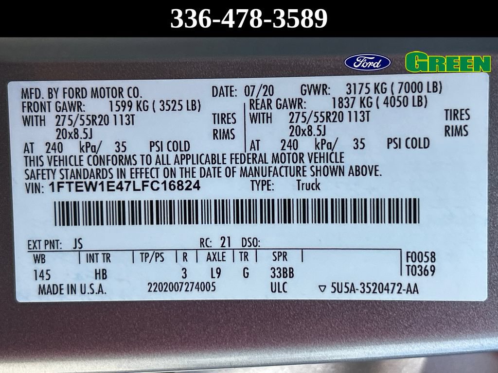 Certified 2020 Ford F150 Lariat w/ Equipment Group 502A Luxury AWD/4WD image 18