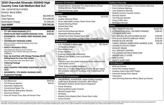 Used 2020 Chevrolet Silverado 3500 High Country w/ Z71 Off-Road Package AWD/4WD image 31