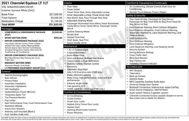 Used 2021 Chevrolet Equinox LT FWD image 35