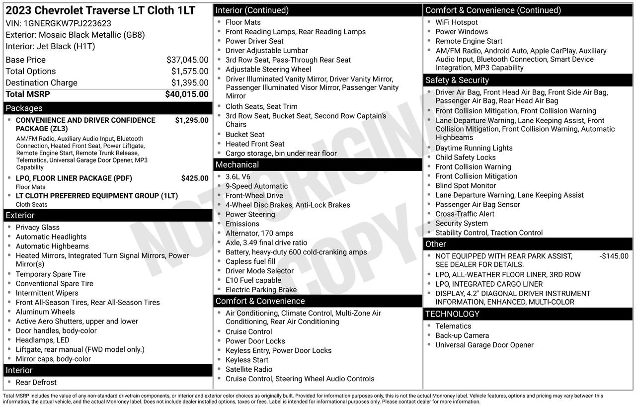 Used 2023 Chevrolet Traverse LT FWD image 45