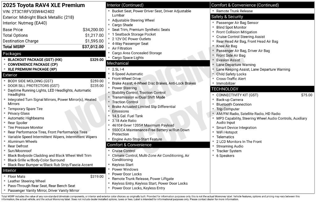 Used 2025 Toyota RAV4 XLE Premium w/ Blackout Package (GST) FWD image 36