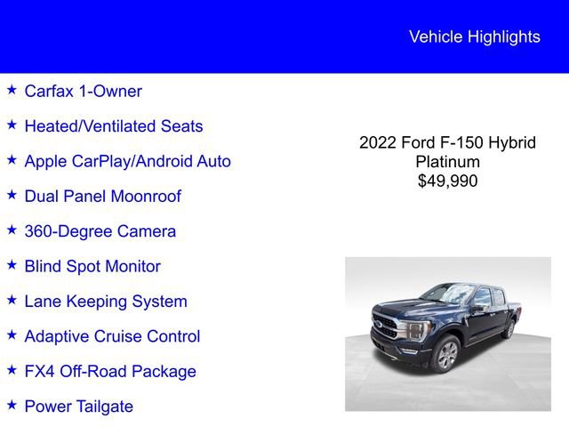 Certified 2022 Ford F150 Platinum w/ Equipment Group 701A High AWD/4WD image 2