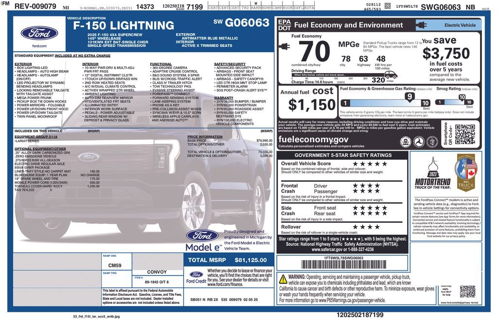 Certified 2025 Ford F150 Lightning Lariat AWD/4WD image 8