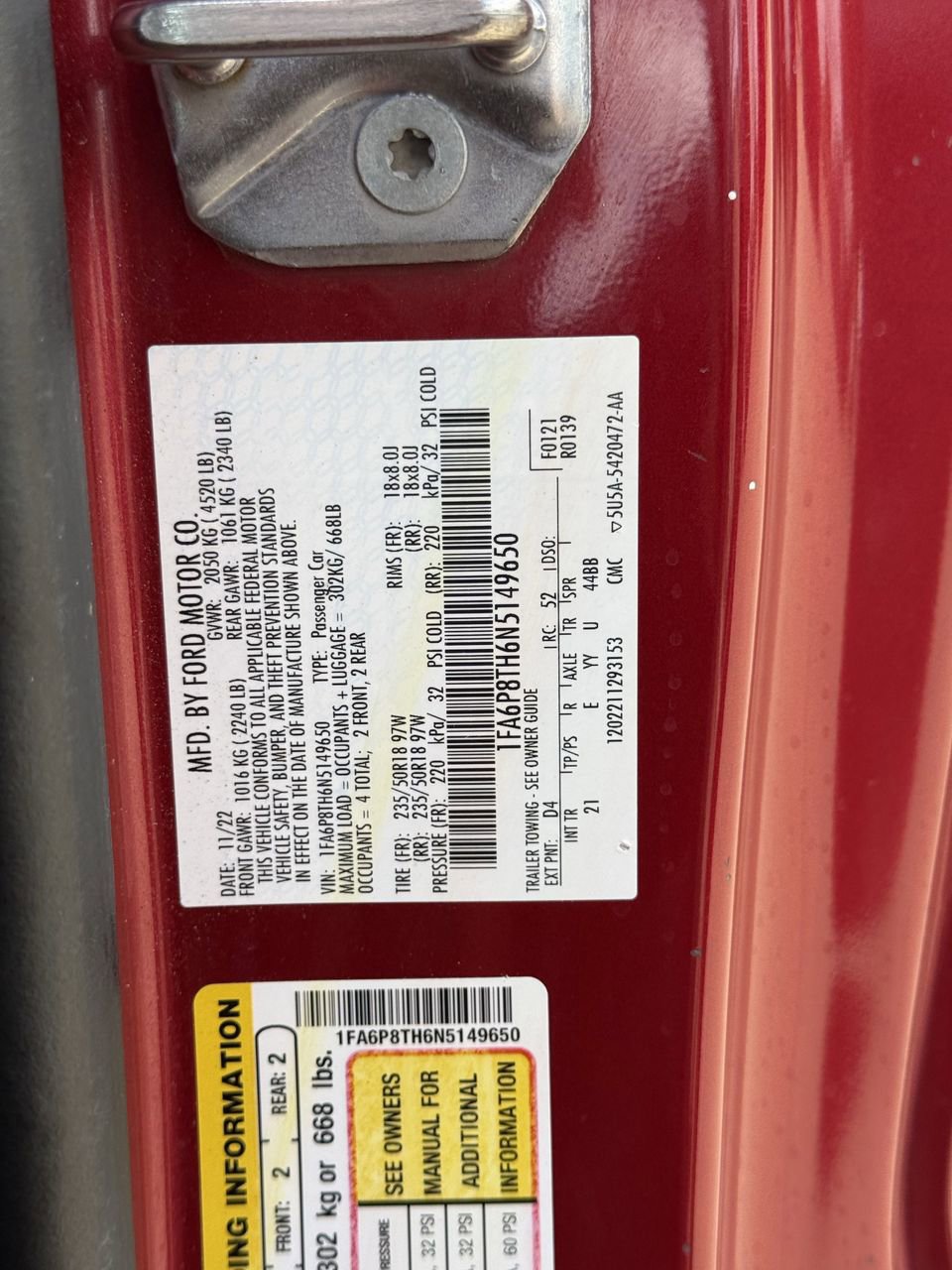 Certified 2022 Ford Mustang Coupe w/ Equipment Group 101A RWD image 30