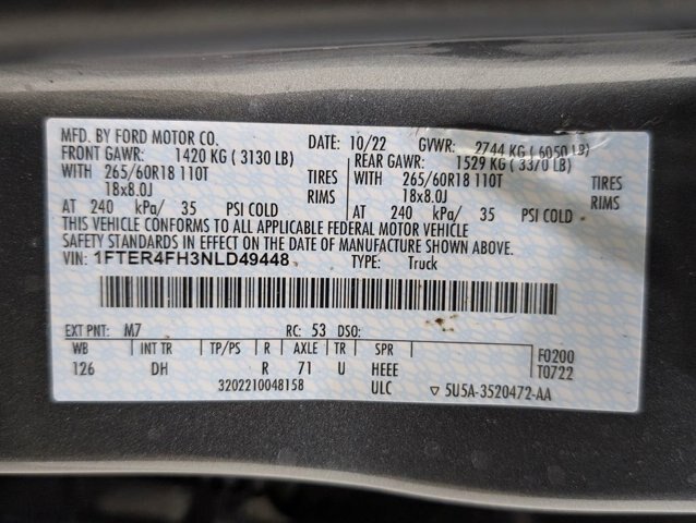 Certified 2022 Ford Ranger Lariat w/ Equipment Group 501A High AWD/4WD image 9