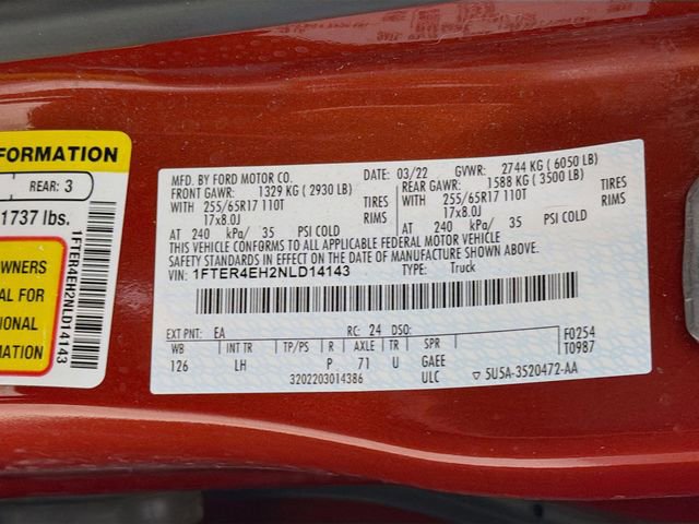 Certified 2022 Ford Ranger XLT w/ Equipment Group 302A High RWD image 37