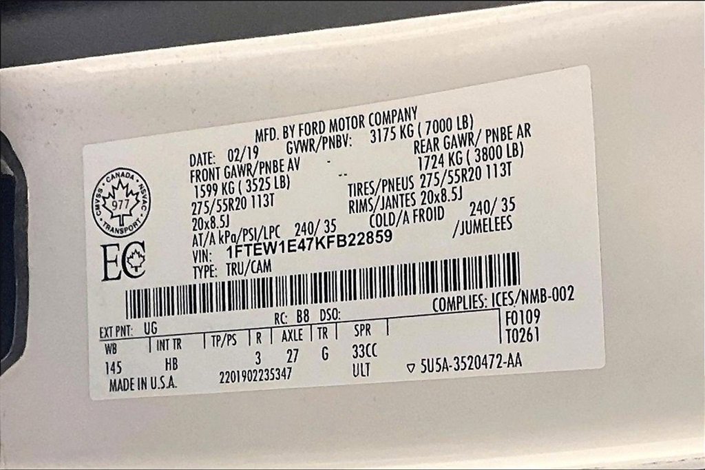 Certified 2019 Ford F150 Lariat w/ Equipment Group 502A Luxury image 27