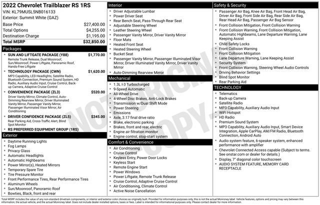 Used 2022 Chevrolet TrailBlazer RS w/ Sun and Liftgate Package AWD/4WD image 35