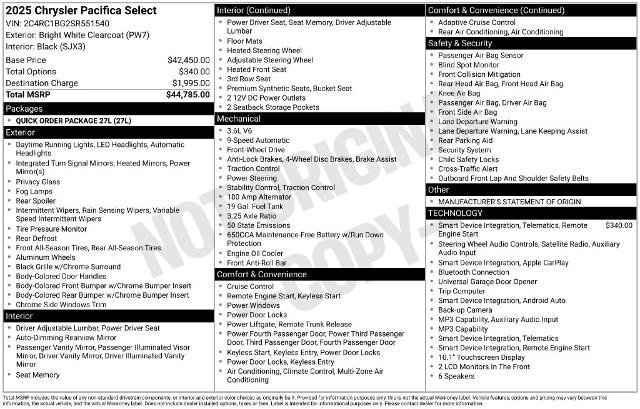 Used 2025 Chrysler Pacifica Select FWD image 2
