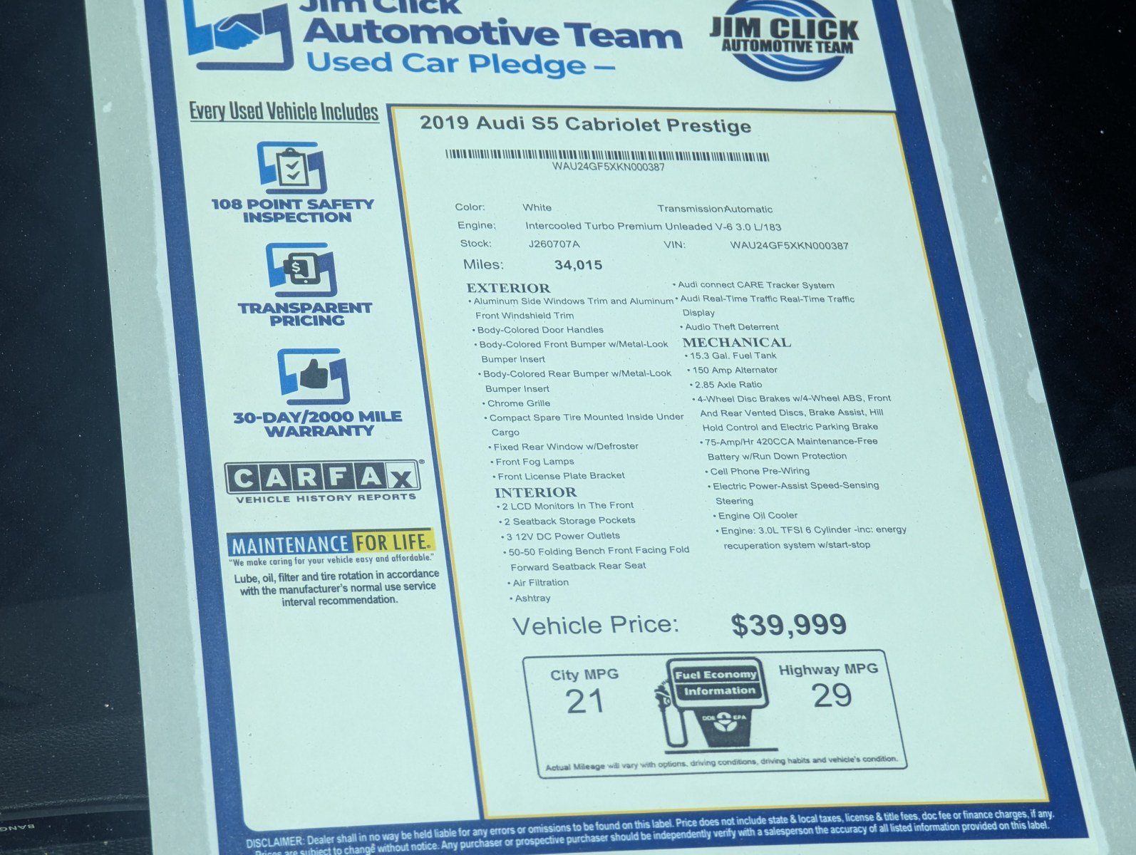 Used 2019 Audi S5 Prestige w/ S Sport Package AWD/4WD image 13