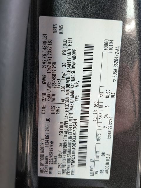 Certified 2019 Ford Escape Titanium AWD/4WD image 25