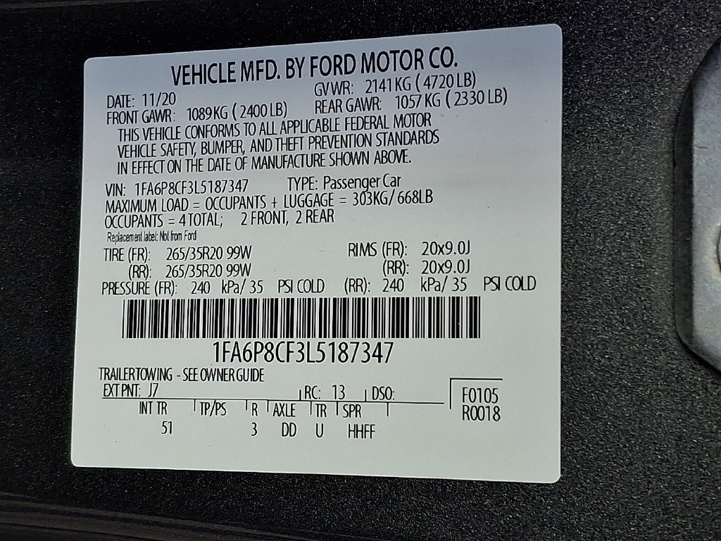 Certified 2020 Ford Mustang GT Premium w/ Equipment Group 401A RWD image 29
