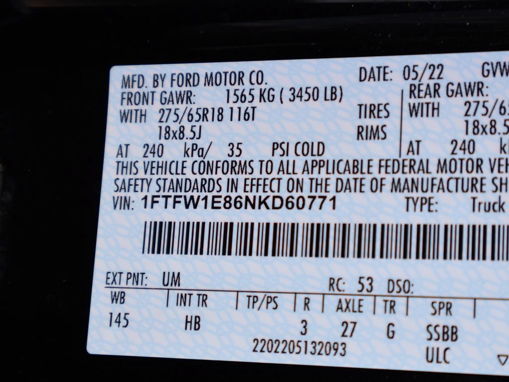 Certified 2022 Ford F150 Lariat w/ Equipment Group 501A Mid AWD/4WD image 39