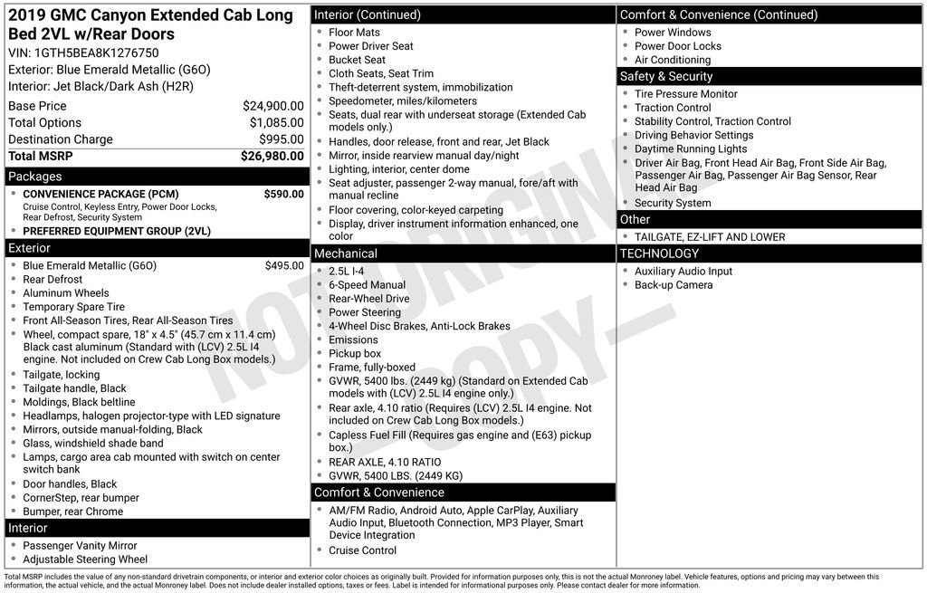 Used 2019 GMC Canyon W/T w/ Convenience Package RWD image 40