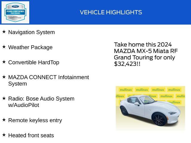 Used 2024 MAZDA MX-5 Miata RF Grand Touring w/ Weather Package image 18