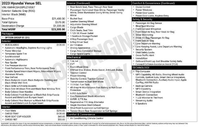 Used 2023 Hyundai Venue SEL FWD image 37