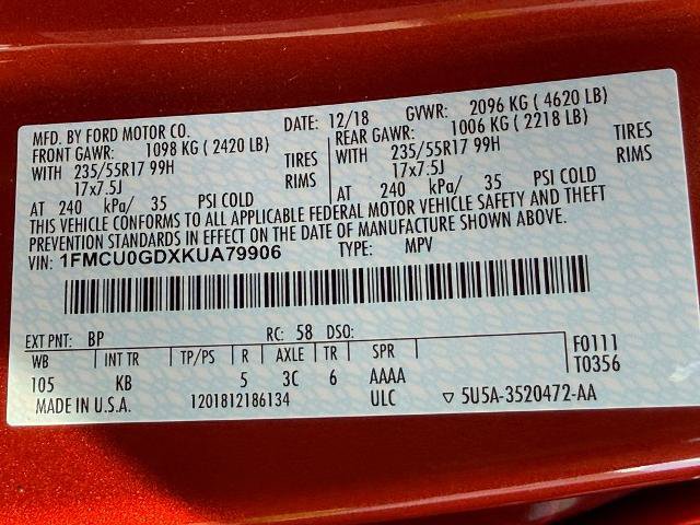 Certified 2019 Ford Escape SE FWD image 25