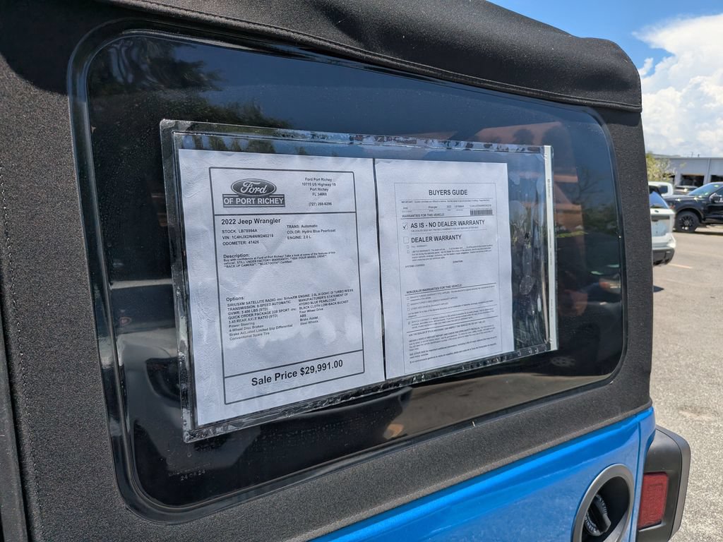 Used 2022 Jeep Wrangler Unlimited Sport AWD/4WD image 20