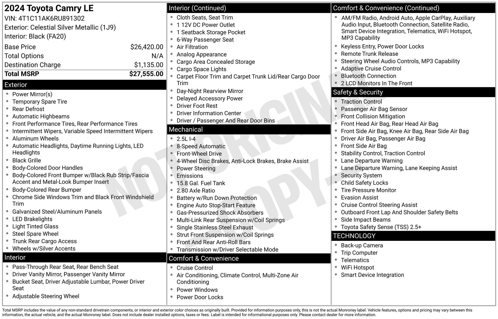 Used 2024 Toyota Camry LE FWD image 31