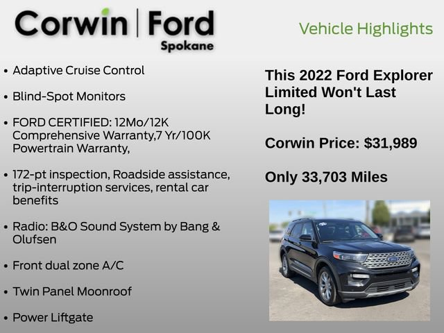 Certified 2022 Ford Explorer Limited w/ Class IV Trailer Tow Package AWD/4WD image 7