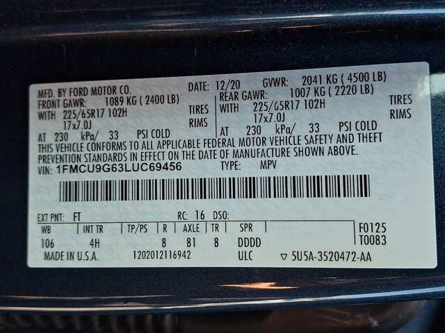 Certified 2020 Ford Escape SE AWD/4WD image 25