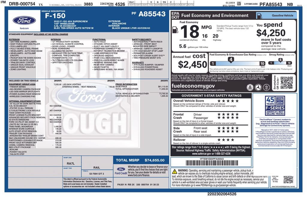 Certified 2023 Ford F150 Tremor w/ Equipment Group 402A High AWD/4WD image 30