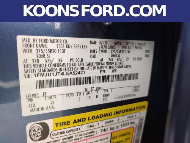 Certified 2020 Ford Expedition XLT w/ Equipment Group 202A AWD/4WD image 30