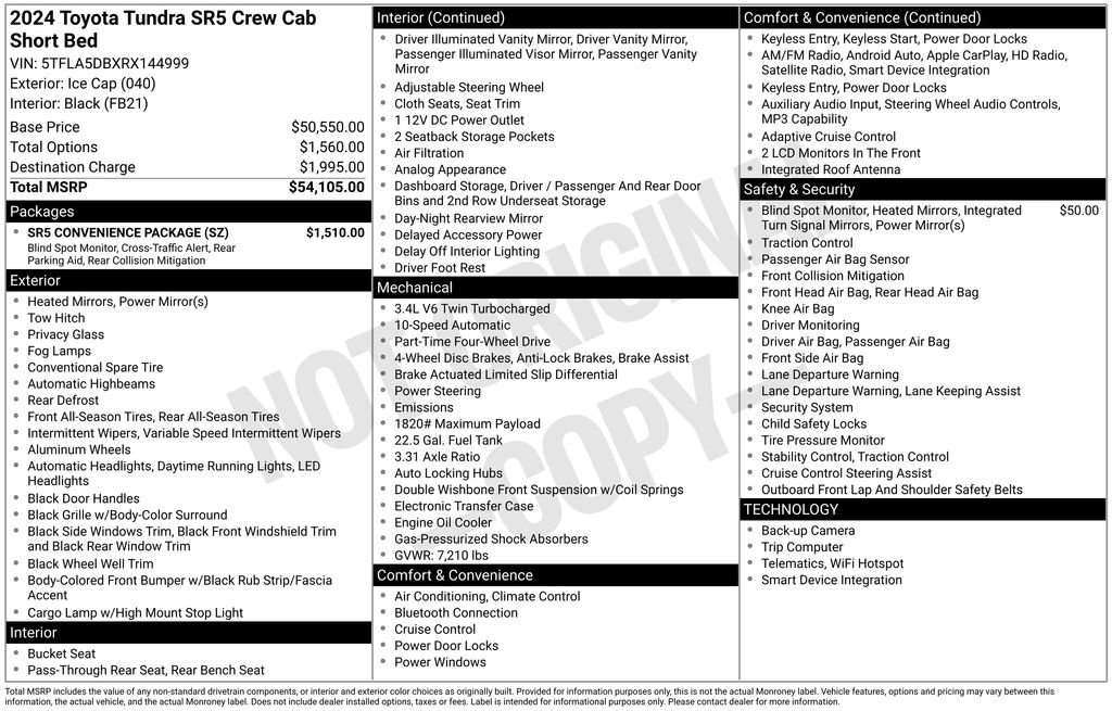 Used 2024 Toyota Tundra SR5 w/ SR5 Convenience Package AWD/4WD image 5