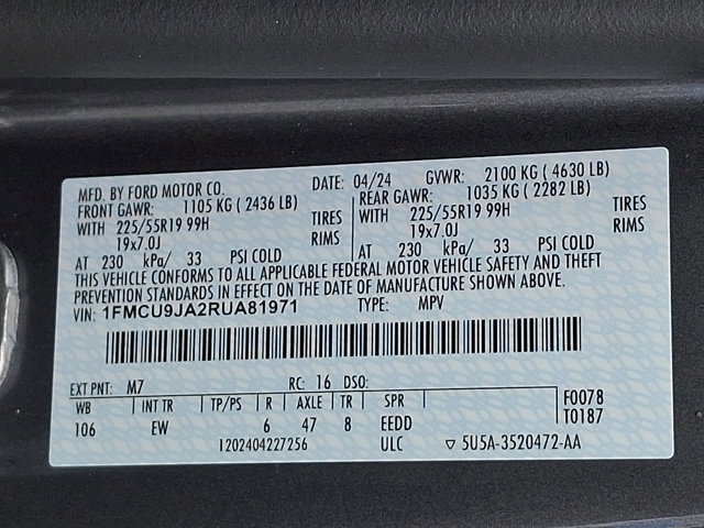 Certified 2024 Ford Escape Platinum AWD/4WD image 27