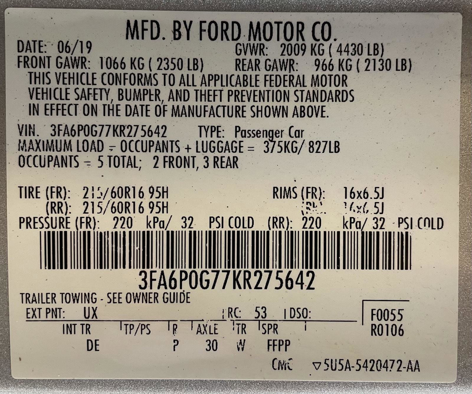 Certified 2019 Ford Fusion S image 37