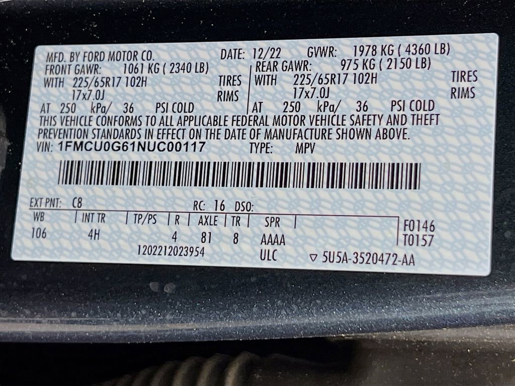 Certified 2022 Ford Escape SE w/ Convenience Package FWD image 36
