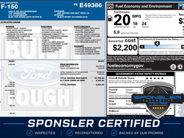Certified 2023 Ford F150 XLT w/ Equipment Group 302A High AWD/4WD image 1