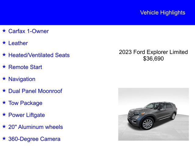 Certified 2023 Ford Explorer Limited w/ Limited Technology Package AWD/4WD image 3
