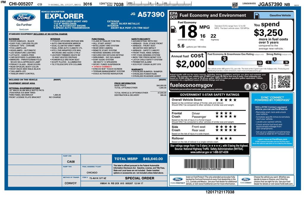 Certified 2018 Ford Explorer Sport AWD/4WD image 39
