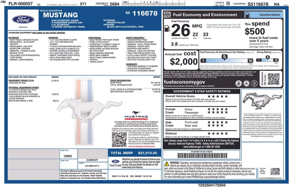 Certified 2025 Ford Mustang Coupe RWD image 2