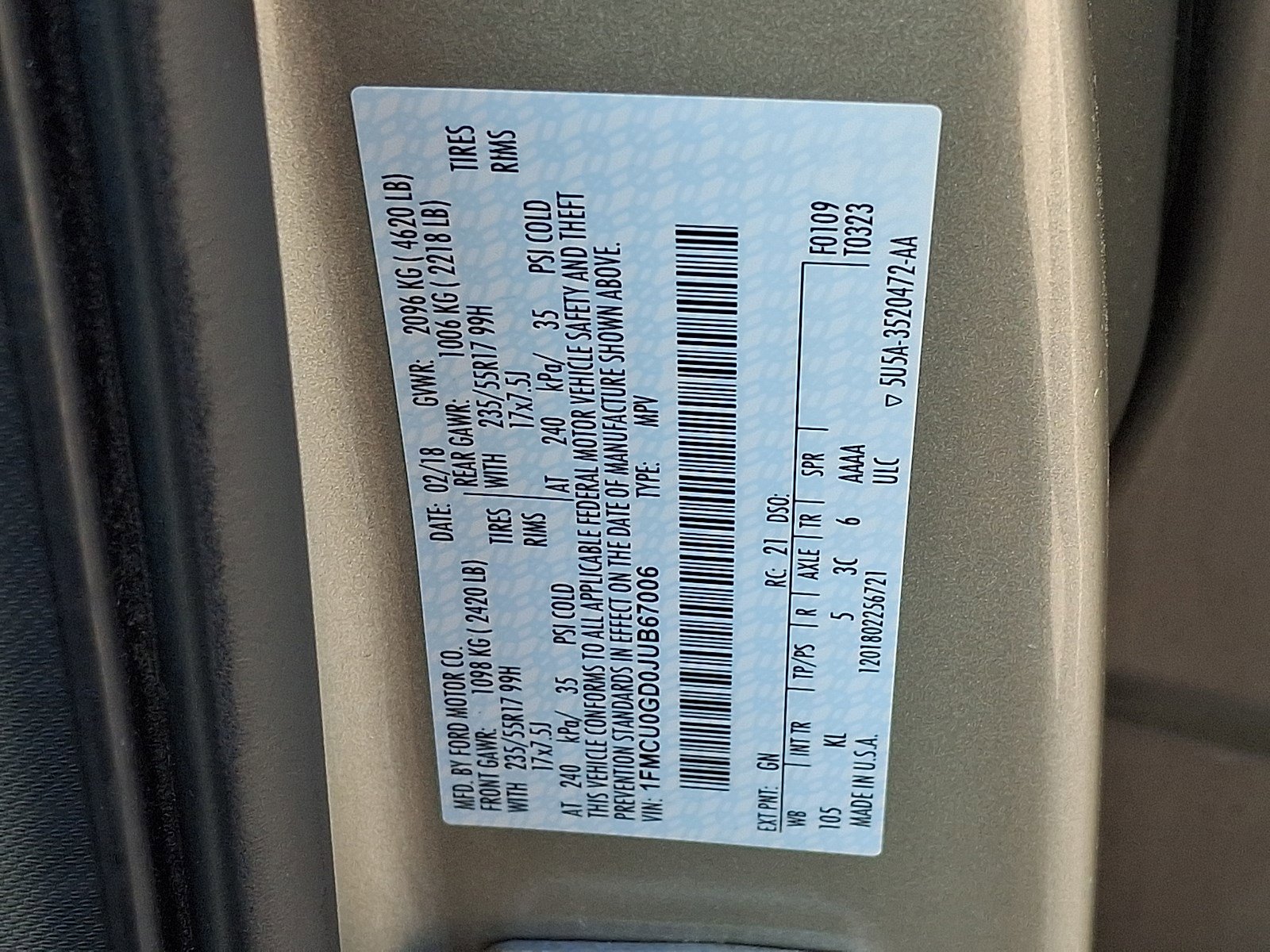 Certified 2018 Ford Escape SE w/ SE Sync 3 Package FWD image 26