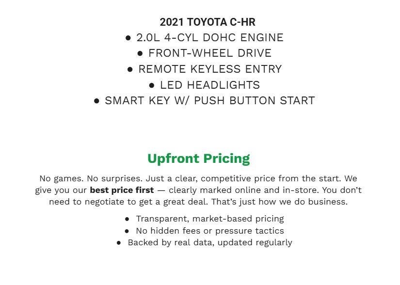Used 2021 Toyota C-HR XLE FWD image 2