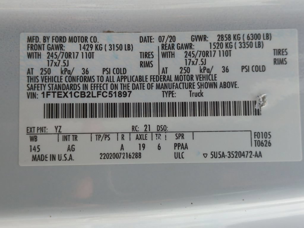 Certified 2020 Ford F150 XL w/ Equipment Group 101A Mid RWD image 27