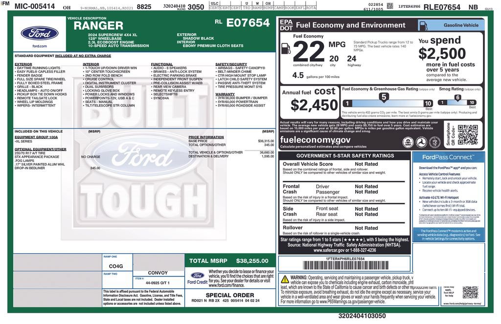 Certified 2024 Ford Ranger XL AWD/4WD image 25