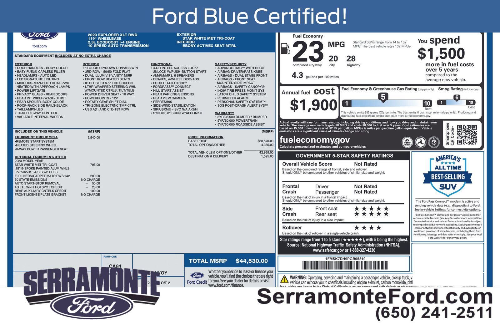 Certified 2023 Ford Explorer XLT w/ Equipment Group 202A RWD image 17