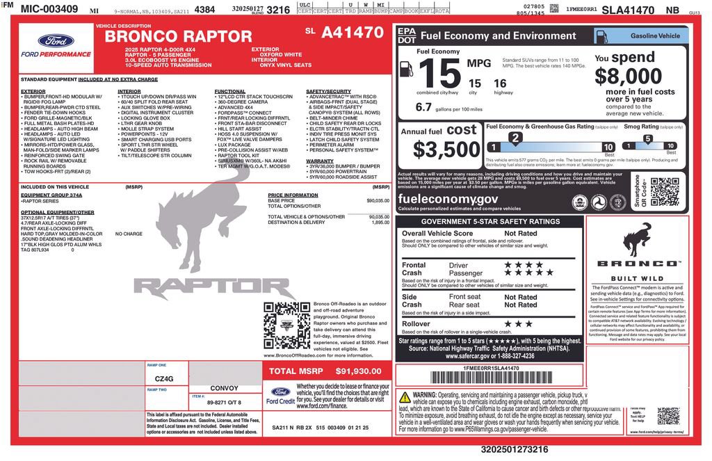 Certified 2025 Ford Bronco Raptor AWD/4WD image 23