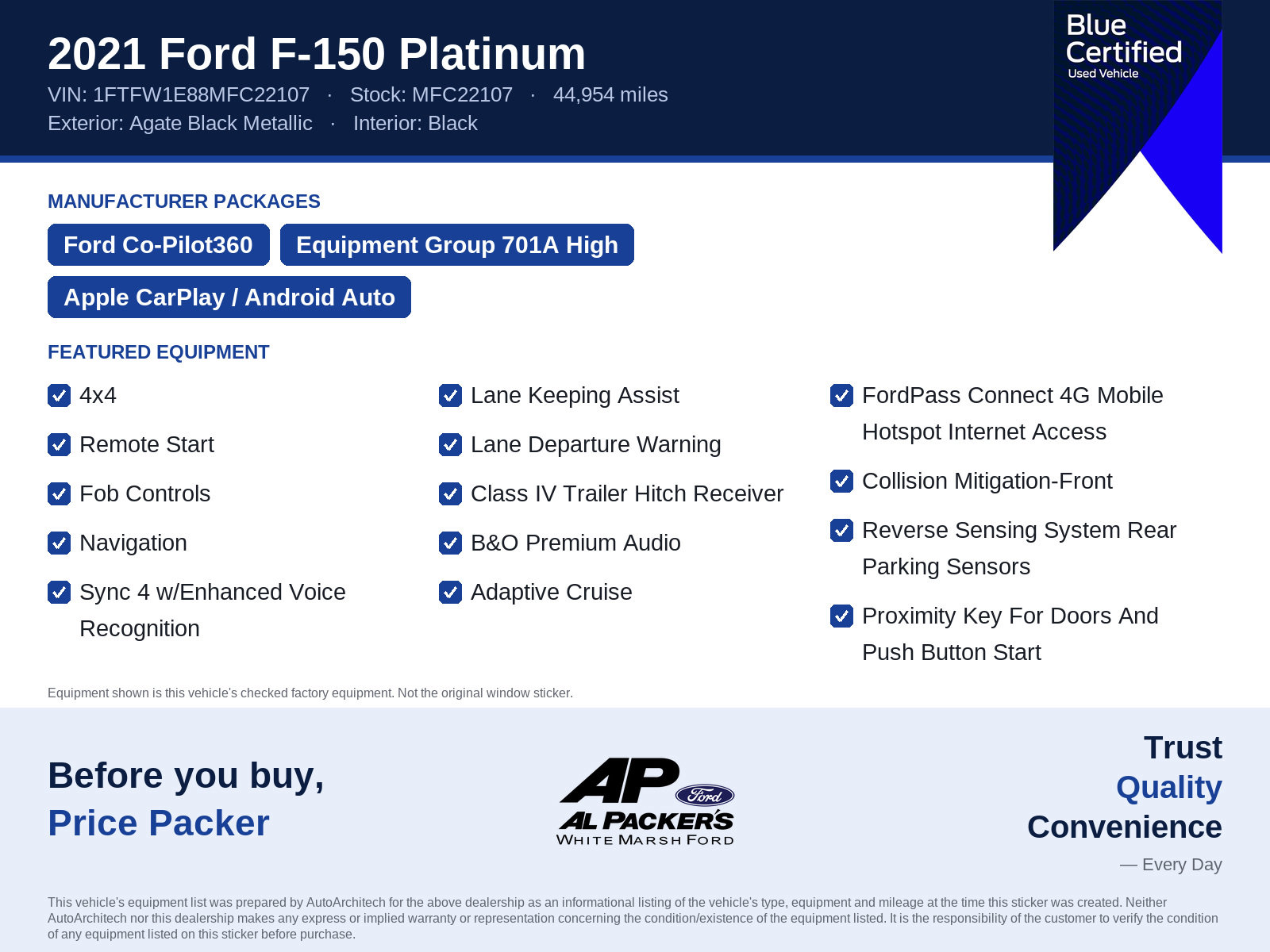 Certified 2021 Ford F150 Platinum w/ Equipment Group 701A High AWD/4WD image 10
