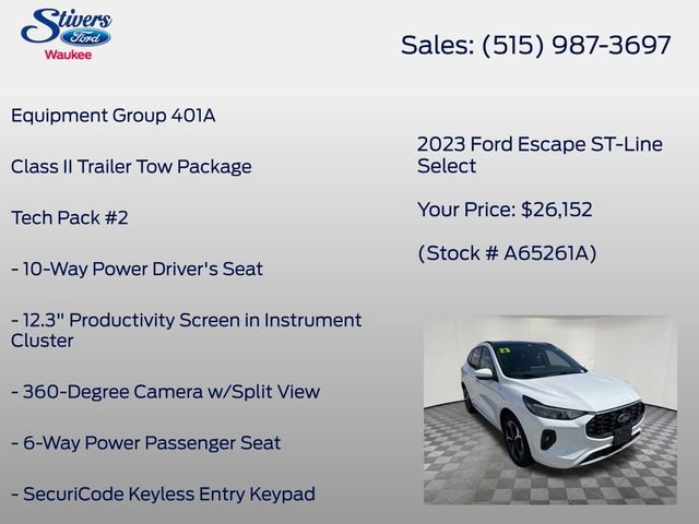 Certified 2023 Ford Escape ST-Line Select w/ Tech Pack #2 AWD/4WD image 8