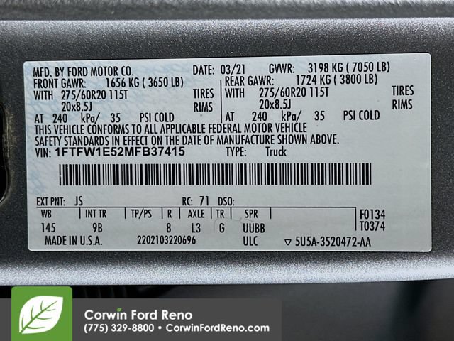 Certified 2021 Ford F150 Platinum w/ Equipment Group 701A High AWD/4WD image 33