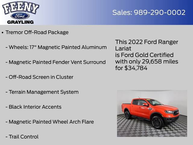 Certified 2022 Ford Ranger Lariat w/ Tremor Off-Road Package image 20
