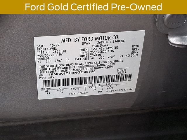 Certified 2022 Ford Explorer XLT w/ Equipment Group 202A AWD/4WD image 31