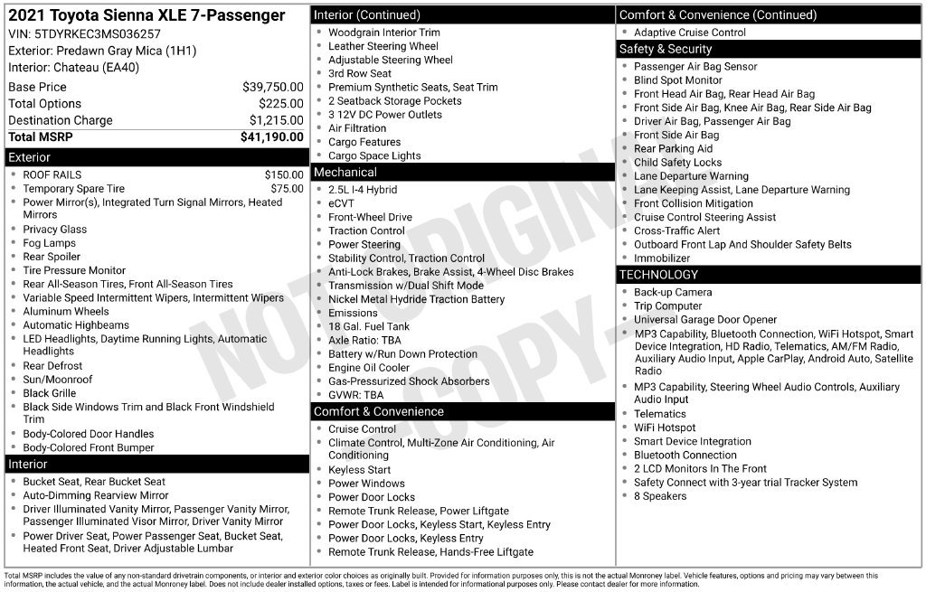 Used 2021 Toyota Sienna XLE FWD image 27