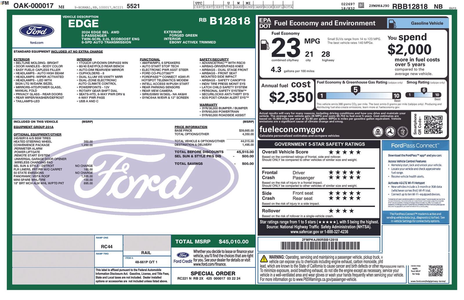 Certified 2024 Ford Edge SEL w/ Convenience Package AWD/4WD image 5
