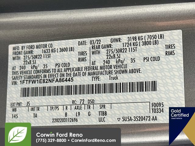 Certified 2022 Ford F150 Limited AWD/4WD image 38