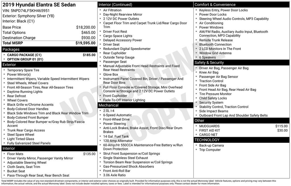 Used 2019 Hyundai Elantra SE w/ Cargo Package FWD image 33